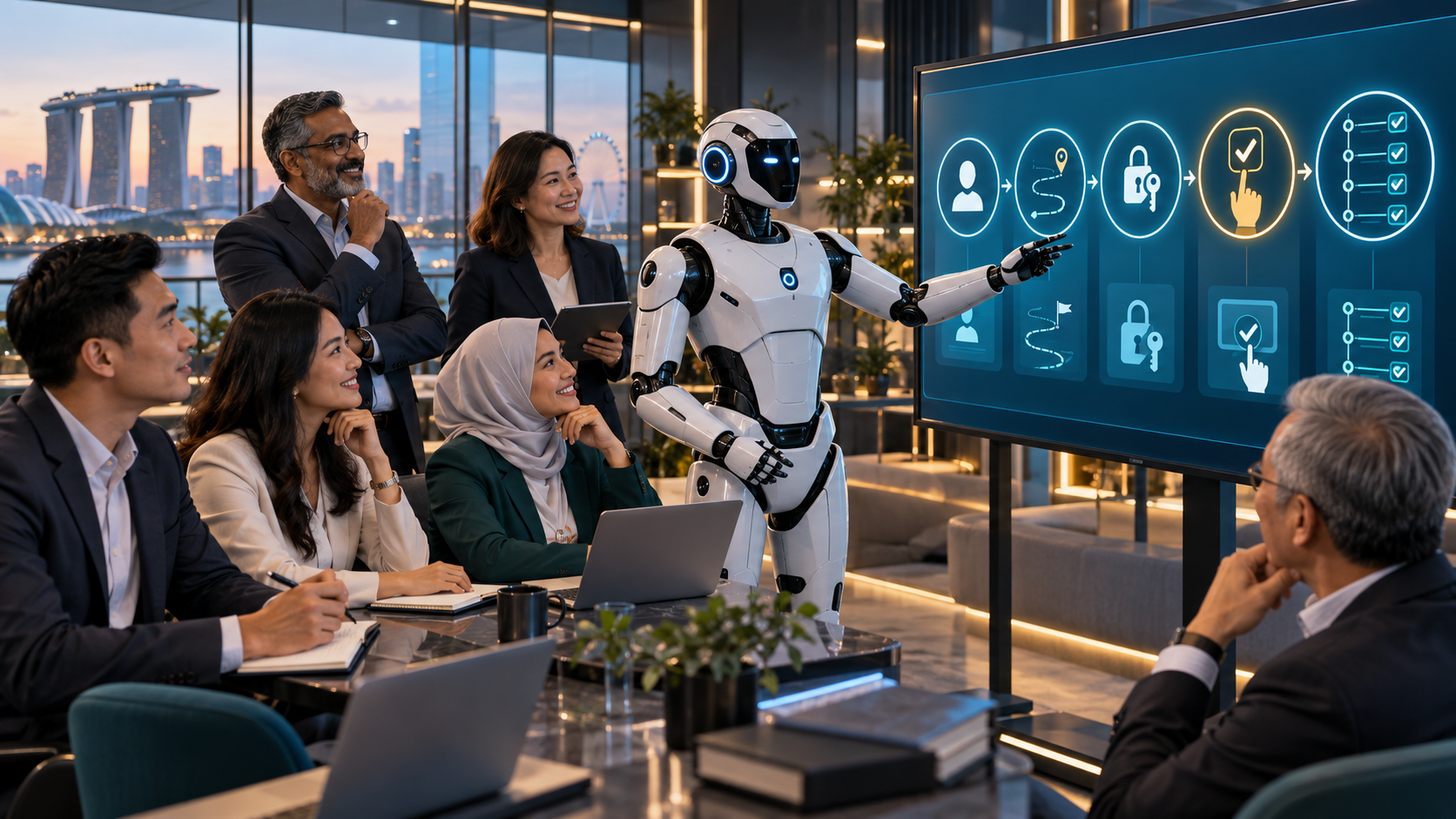 Business professionals learning to supervise AI agent permissions and approvals