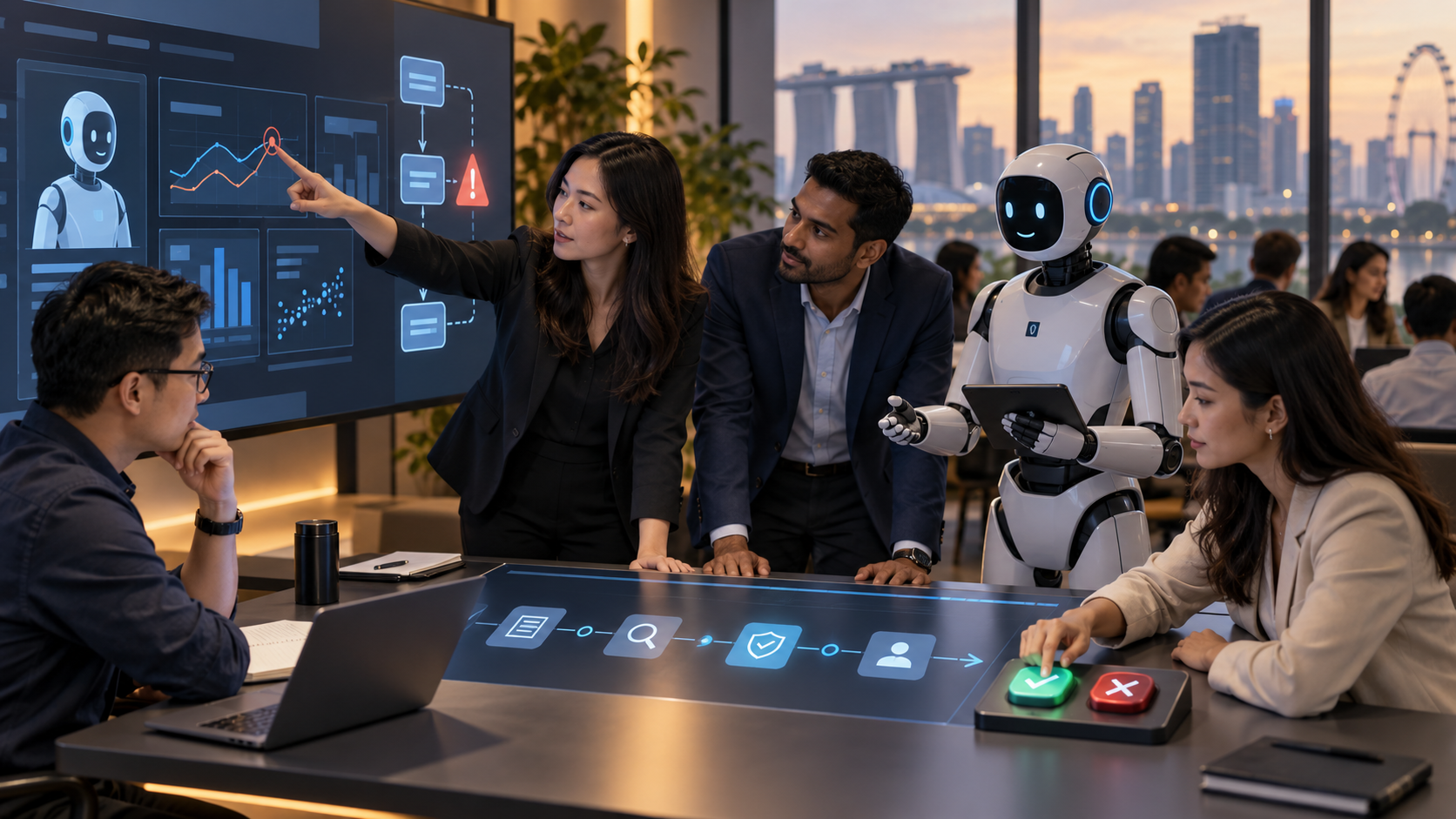 Business professionals learning to inspect, challenge, approve, and override AI work