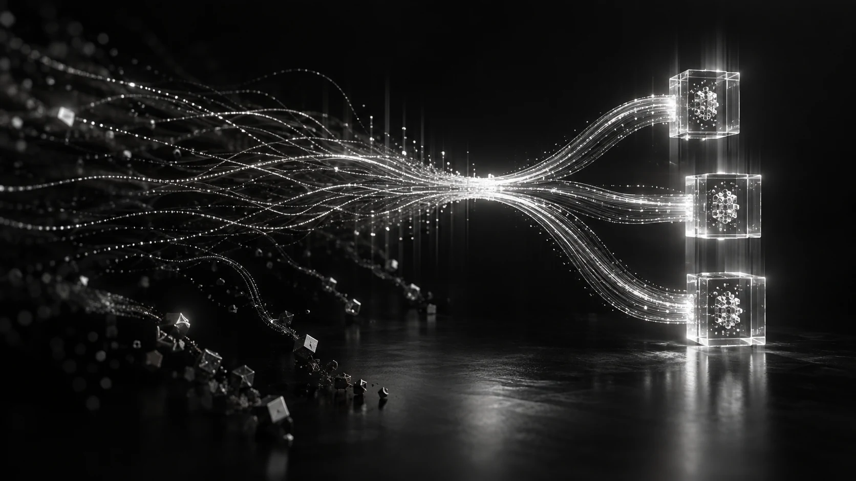 Cost per accepted outcome, represented in a cinematic graphite and silver composition