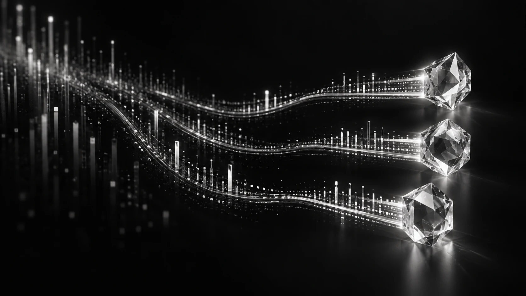 Traceable outcomes, represented in a cinematic graphite and silver composition