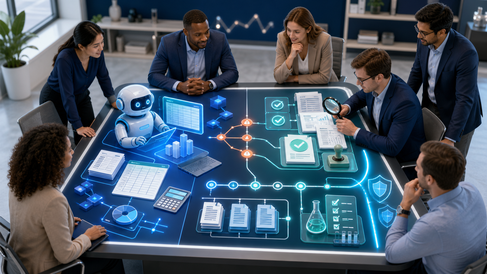 Business professionals learning maker-checker workflow design for finance AI agents